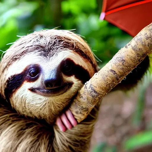 Image similar to photo of a cute sloth under an umbrella