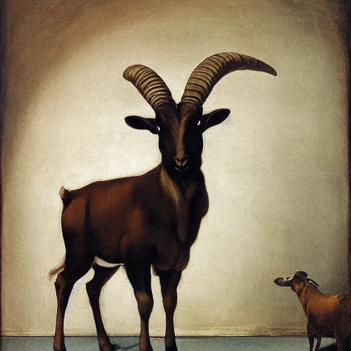 Image similar to majestic painting of a standing goat by Michelangelo Merisi da Caravaggio