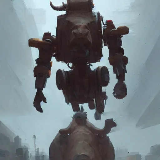 Image similar to 🤖🐃, Greg rutkowski, Trending artstation, cinematográfica, digital Art