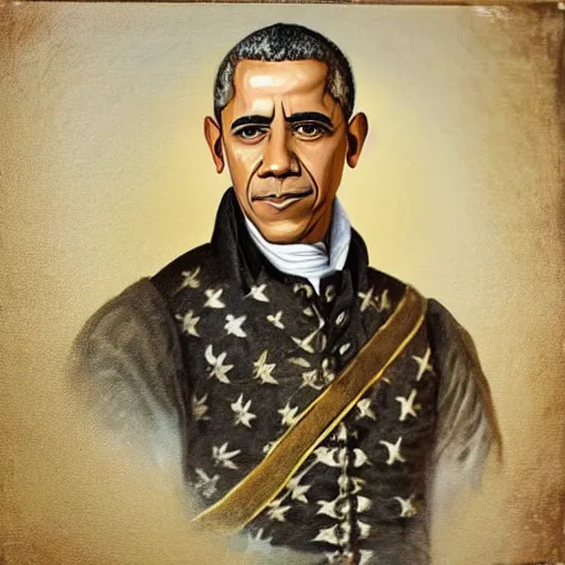 Image similar to “Barack Obama as 18th century United States army general, old painting”