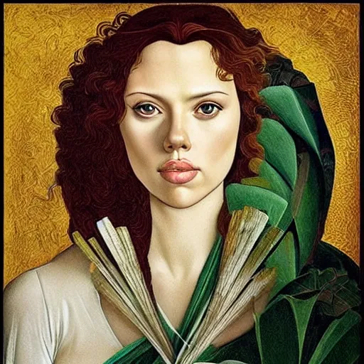 Image similar to “Scarlett Johansson portrait, Sandro Botticelli”