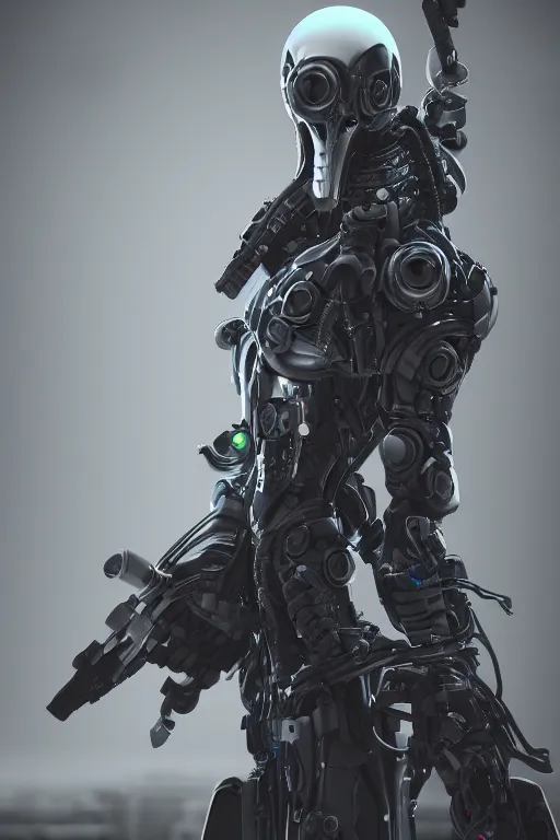 Image similar to Cybernetic futuristic Grim Reaper, 8k octane rendered, photo realistic, highly detailed, intricate