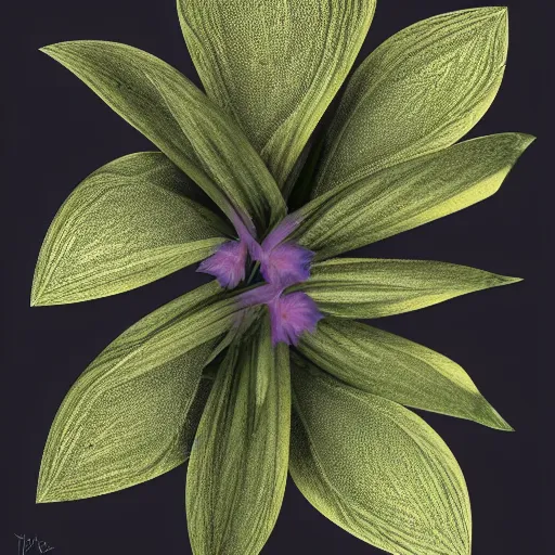 Image similar to a pogonia with a bromeliad pattern, digital art. trending on art station, unreal engine.