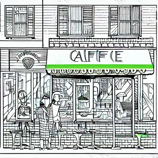 Image similar to vector drawn line art of cannabis cafe, isometric art, shading layer complete watercolor