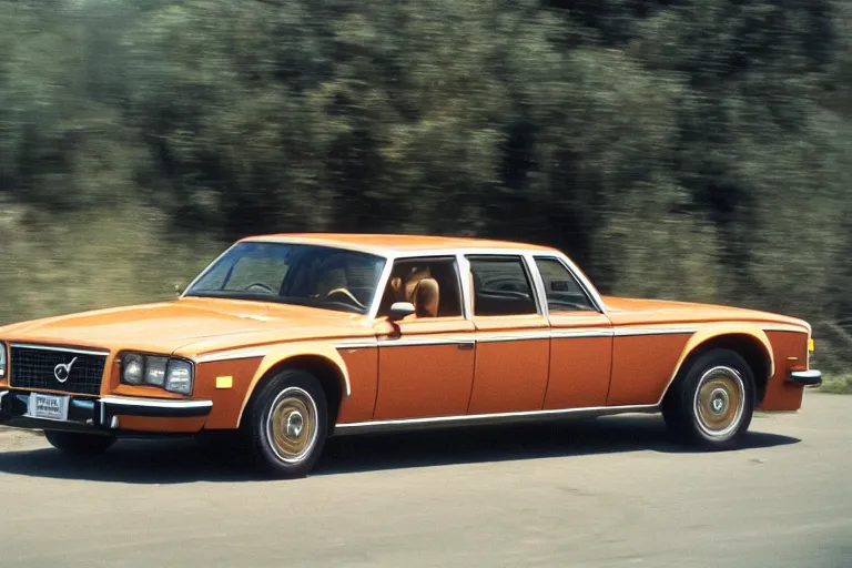 Prompt: 1975 Volvo ((Firebird)) wagon, movie still, speed, cinematic Eastman 5384 film