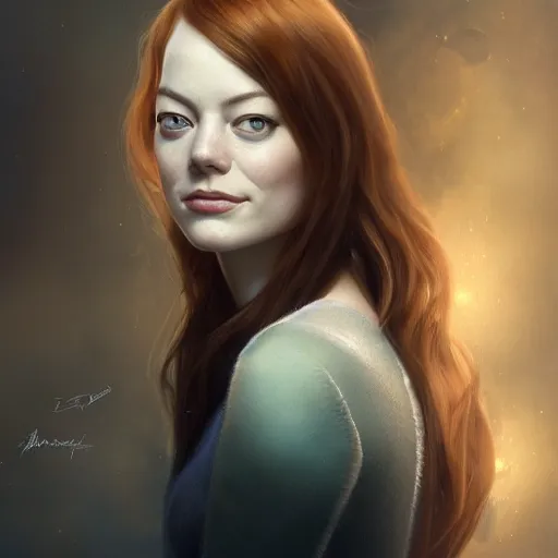 Image similar to beautiful portrait of Emma Stone by charlie bowater, mandy jurgens, gustav klimt, octane render, 4k, high detail, by tom bagshaw, powerful