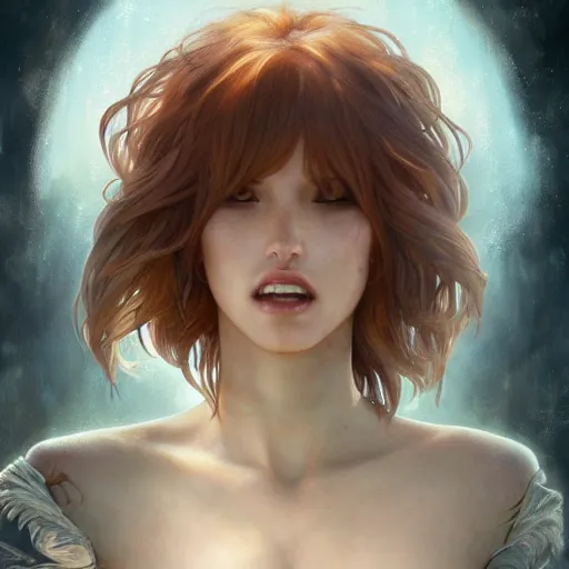 Image similar to ultra realistic illustration, bella thorne as demsel in distress anime, intricate, elegant, highly detailed, digital painting, artstation, concept art, smooth, sharp focus, illustration, art by artgerm and greg rutkowski and alphonse mucha and wlop