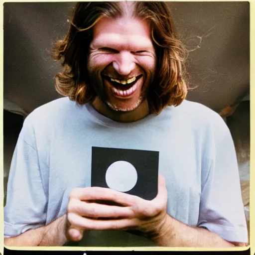 Prompt: Aphex Twin smiling, sunny day, award winning photo,