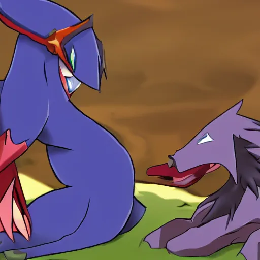 Image similar to angry crowned zacian gnawing at calyrex's body while glastrier watches crying