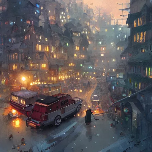 Image similar to busytown, by Greg Rutkowski