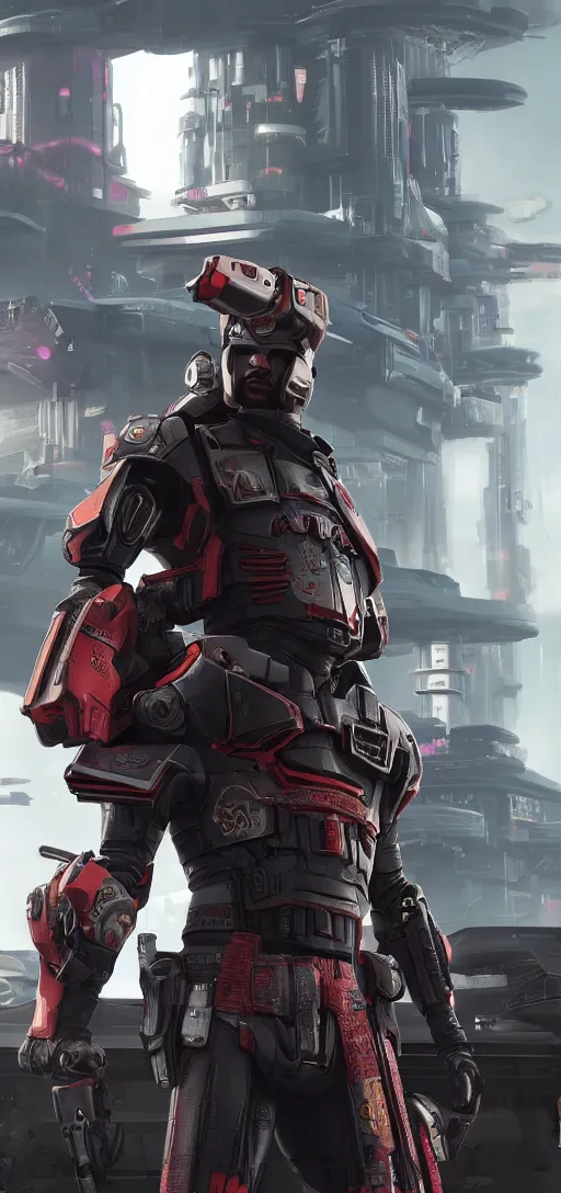 Image similar to Cyberpunk samurai pirate in star citizen style