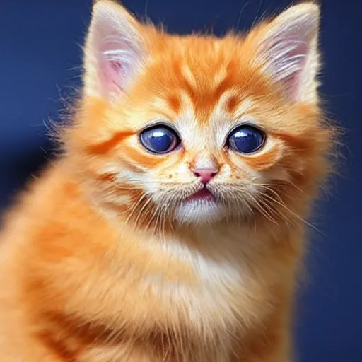 Image similar to surprised cute fluffy orange tabby kitten, big eyes