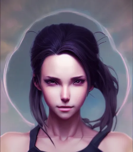 Image similar to beautiful portrait of a gorgeous personal trainer who looks like My dress up darling , character design by charlie bowater, ross tran, artgerm, and makoto shinkai, detailed, soft lighting, rendered in octane