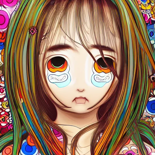 Image similar to a portrait of a girl by takashi murakami, aya takano color style, 4 k, super detailed