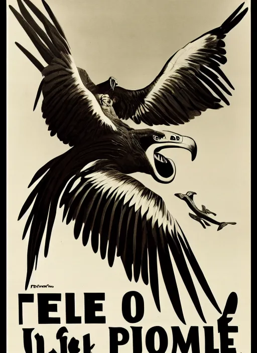 Image similar to vulture look in 1940s propaganda poster, full hd