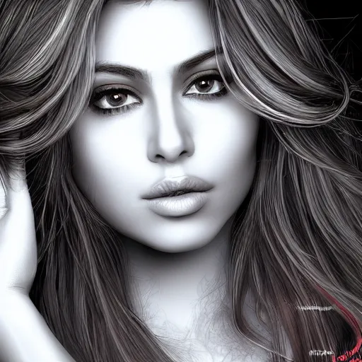 Prompt: portait nawal al zoghbi sensual, centred, very long hair, hd, hyperdetailed illustration by irakli nadar, intricate linework, bright colors, octopath traveler, final fantasy, unreal engine 5 highly rendered, global illumination, radiant light