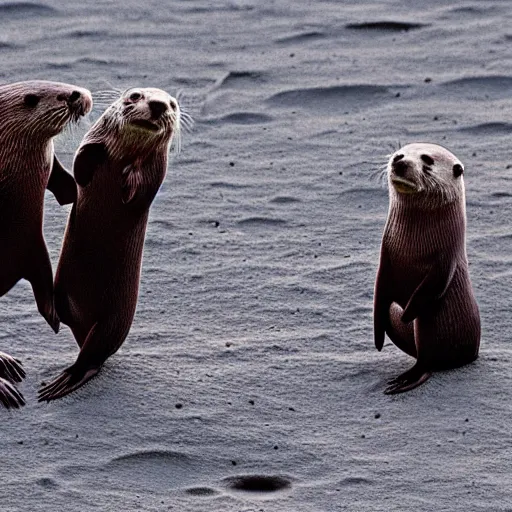 Prompt: Otters dancing on the moon