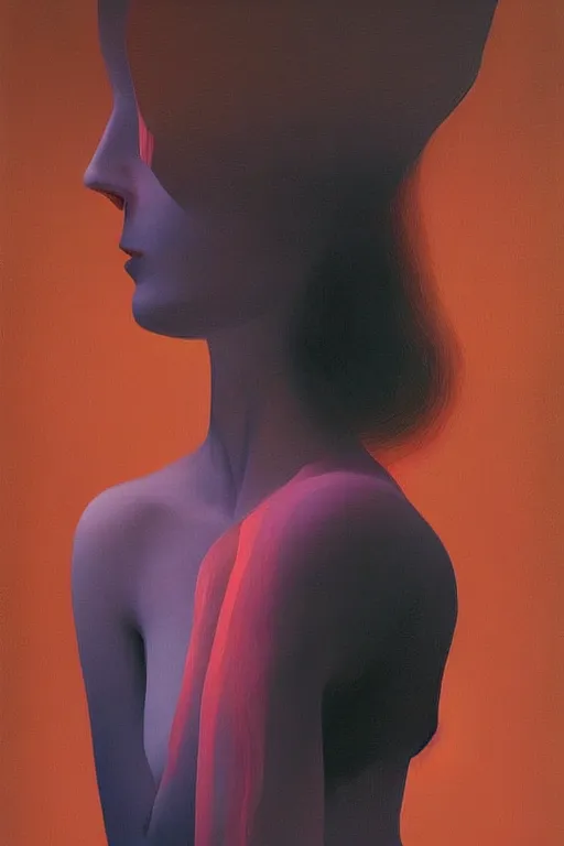 Image similar to woman wearing oculus and digital glitch head edward hopper and james gilleard, zdzislaw beksisnski, higly detailed