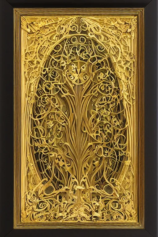 Image similar to an intricate art nouveau frame, golden entertwined edges art, matte, sharp focus,