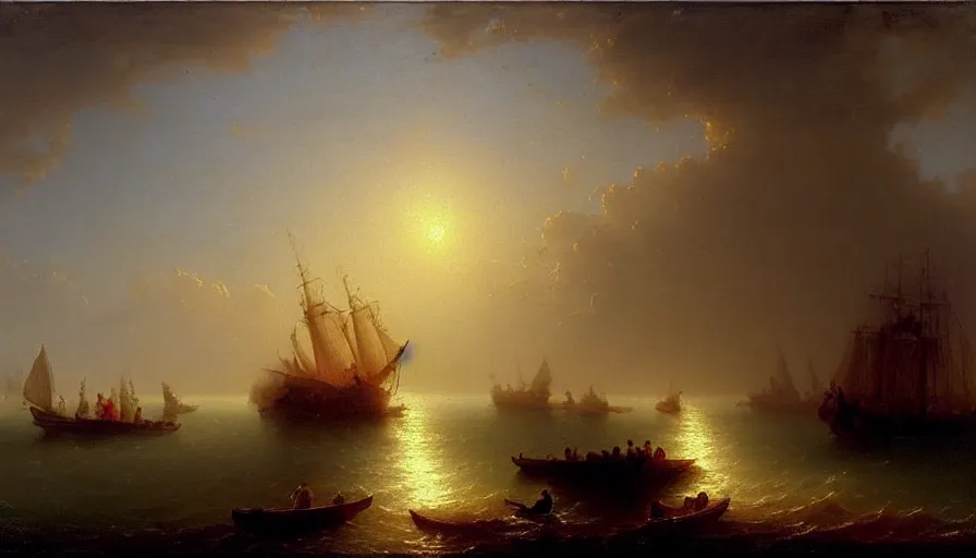 Image similar to the two complementary forces that make up all aspects and phenomena of life, by Ivan Aïvazovski,