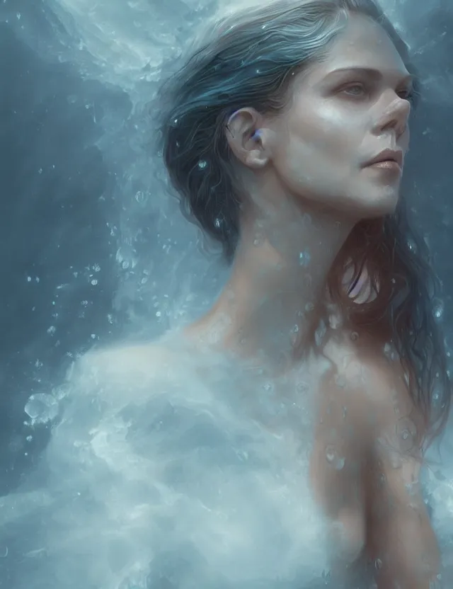 Image similar to A woman made of water and mist, masterpiece digital painting by Alex Grey, Greg Rutkowski, artstation, 4k wallpaper
