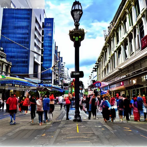 Image similar to auckland city queen street, kiwiana digital art