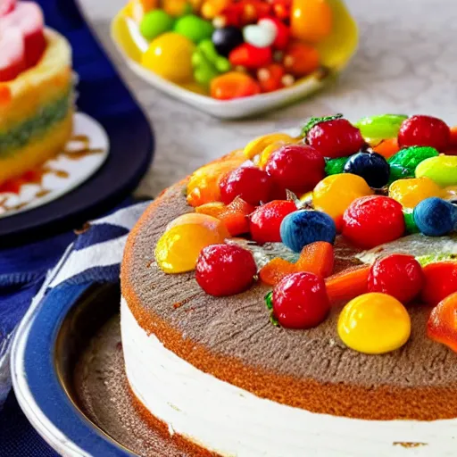 Image similar to photo of a cake with vegetables toppings