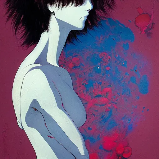 Prompt: prompt : shadow entity portrait soft light painted by james jean and katsuhiro otomo and erik jones, inspired by evangeleon anime, smooth face feature, intricate oil painting, high detail illustration, sharp high detail, manga and anime 1 9 9 9