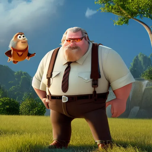 Image similar to jeff bridges as a pixar disney character from up ( 2 0 0 9 ), unreal engine, octane render, 3 d render, photorealistic