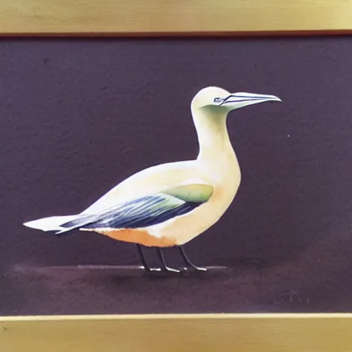 Prompt: a watercolour of a gannet by Darren woodhead