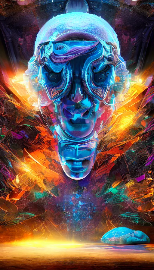 Image similar to psytrance artwork, with vray