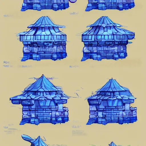 Prompt: blueprints for dofus, concept art, blueprint