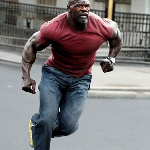 Image similar to actor terry crews running after a criminal