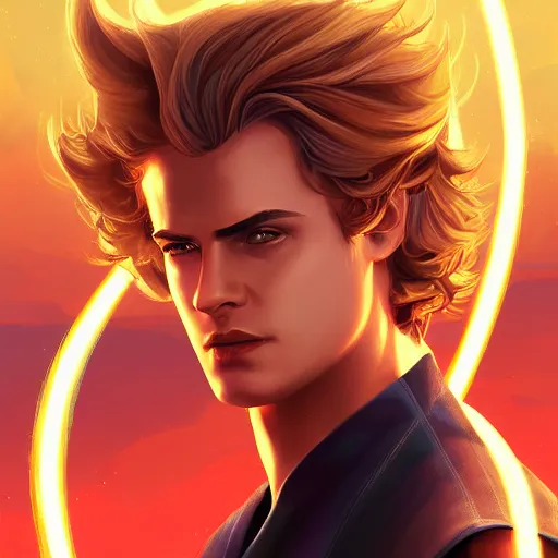 Image similar to anakin skywalker ( hayden christensen ) star wars attack of the clones, digital painting bioluminance alena aenami artworks in 4 k design by lois van baarle by sung choi by john kirby artgerm style pascal blanche and magali villeneuve