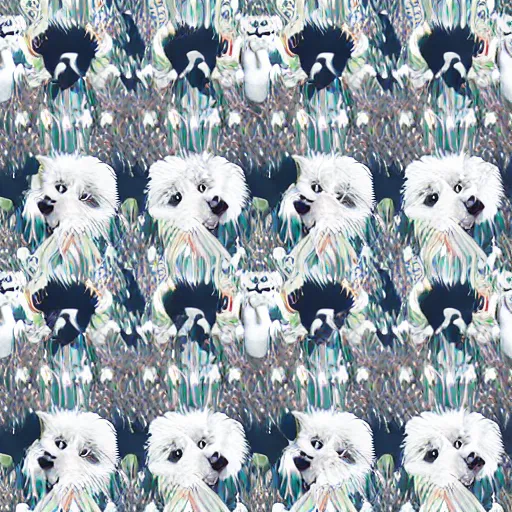 Image similar to exquisite white samoyed dog print with beautiful and high resolution elements developed into seamless patterns