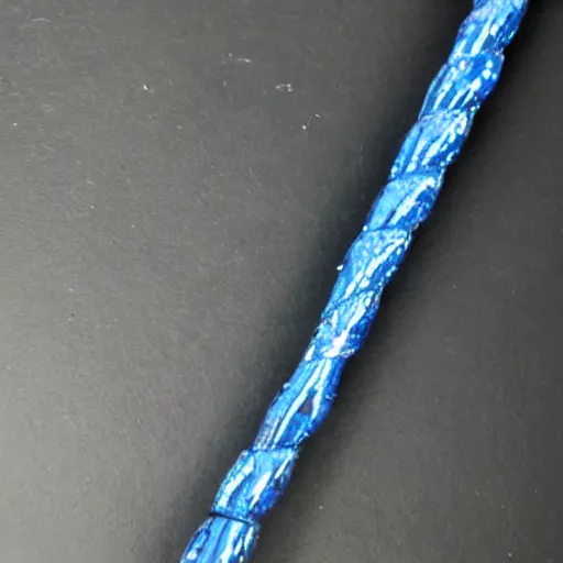 Image similar to old twisted staff with a blue crystal at it's tip