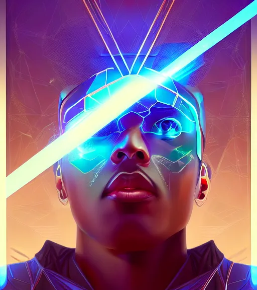 Image similar to symmetry!! egyptian prince of technology, solid cube of light, hard edges, product render retro - futuristic poster scifi, lasers and neon circuits, brown skin man egyptian prince, intricate, elegant, highly detailed, digital painting, artstation, concept art, smooth, sharp focus, illustration, dreamlike, art by artgerm