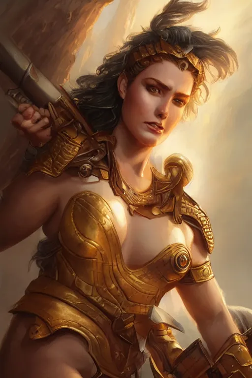 Image similar to amazon valkyrie athena, d & d, fantasy, portrait, highly detailed, headshot, digital painting, trending on artstation, concept art, sharp focus, illustration, art by artgerm and greg rutkowski and magali villeneuve