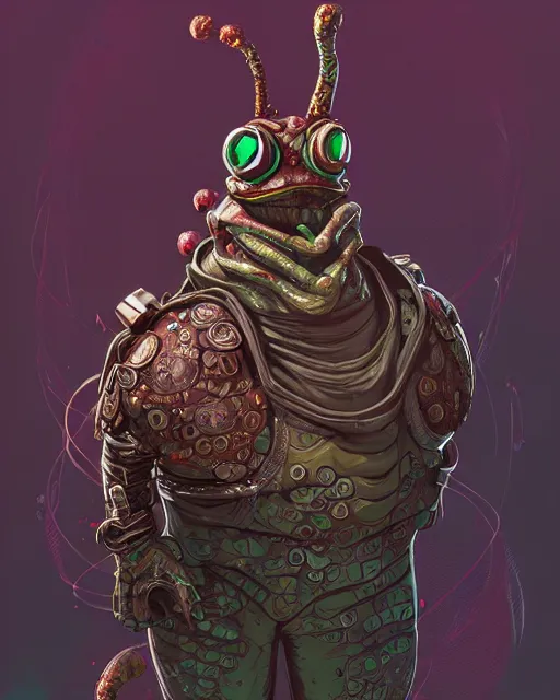 Image similar to a slimy anthropomorphic toad king wearing ornate cyberpunk armor, smooth, intricate, elegant, digital painting, artstation, steam, grungy steel, concept art, sharp focus, octane render, illustration, art by josan gonzalez,