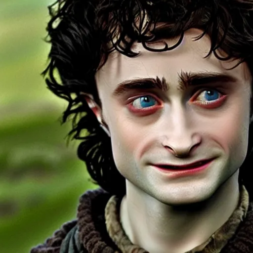 Prompt: daniel radcliffe as frodo baggins in lord of the rings