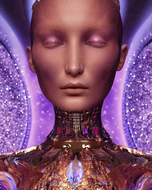 Prompt: a highly detailed metahuman 4 k close up render of an alien goddess bella hadid monument astral in iris van herpen dress schiaparelli in diamonds crystals swarovski and jewelry iridescent in style of alphonse mucha gustav klimt trending on artstation made in unreal engine 4