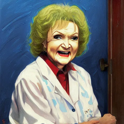 Prompt: anime betty white by by Hasui Kawase by Richard Schmid on canvas