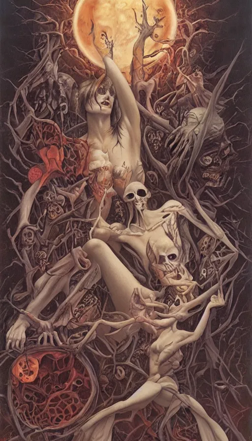 Image similar to life and death mixing together, by gerald brom,