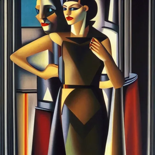 Prompt: art deco scenic, old movie, highly detailed, photorealistic, by tamara lempicka