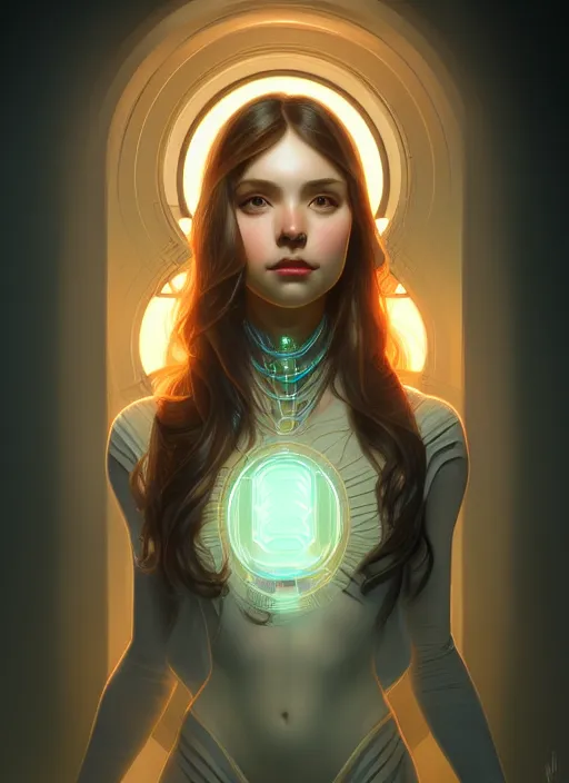 Image similar to full body portrait of girl, chemisty, sci - fi, glowing lights!! intricate, elegant, highly detailed, highly detailed face, digital painting, artstation, concept art, smooth, sharp focus, illustration, art by artgerm and greg rutkowski and alphonse mucha, 8 k