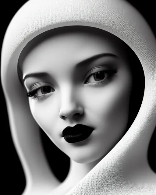 Image similar to black and white dreamy young beautiful female artificial intelligence, cinematic, rim light, photo - realistic, elegant, high detail, 8 k, masterpiece, photo taken in 1 9 3 0