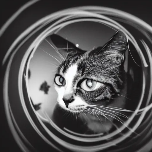 Prompt: a cat in a wormhole, dslr 1 5 mm