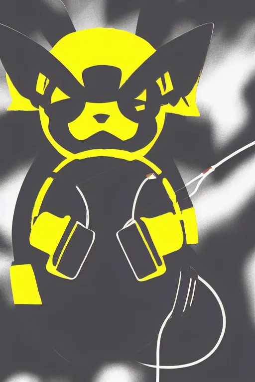 Image similar to Cyberpunk Pikachu wearing headphones