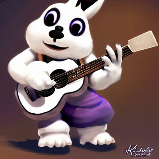 Image similar to K.K Slider playing guitar at a concert, digital art, high quality, detailed