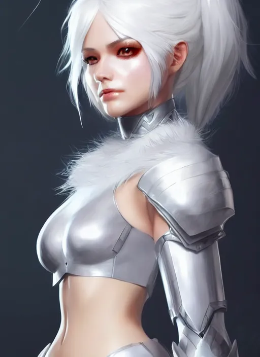 Prompt: fur - lined armor!!! beautiful and elegant white haired female!! gorgeous ayes!! character concept art, sharp focus, octane render! unreal engine 5! highly rendered!! trending on artstation!! detailed linework!! illustration by artgerm and wlop